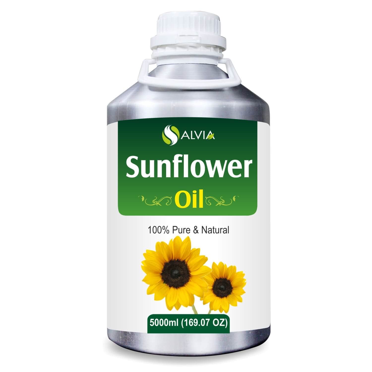 Salvia Natural Carrier Oils 5000ml Sunflower Oil (Helianthus-Annuus) 100% Natural Pure Carrier Oil Prevents Moisture Loss, Delays Aging, Tones The Skin, Hydrates & Strengthens Hair & More